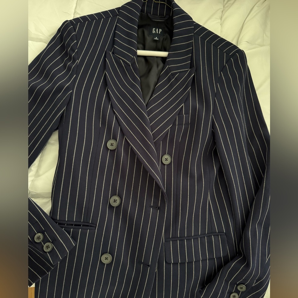 GAP Womens Navy Pinstripe Blazer